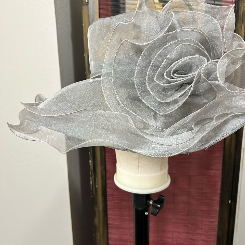 SOLD! Elegant Silver Floral Hat